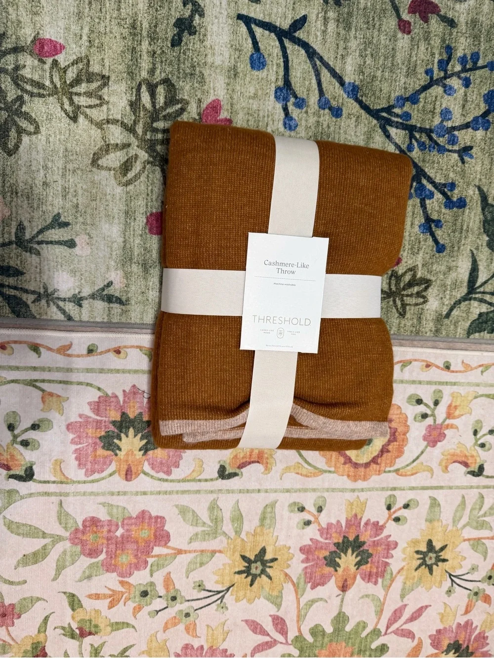 Threshold Caramel Throw with Cream Border